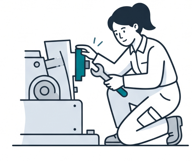 Engineer using machine illustration